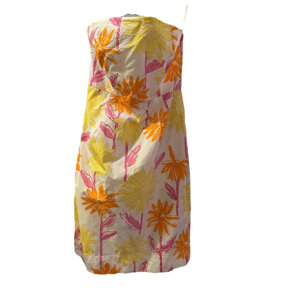 Lilly Pulitzer Floral Sundress Sz 4 Strapless Mini Orange Pink White Party FLAW - Picture 1 of 9